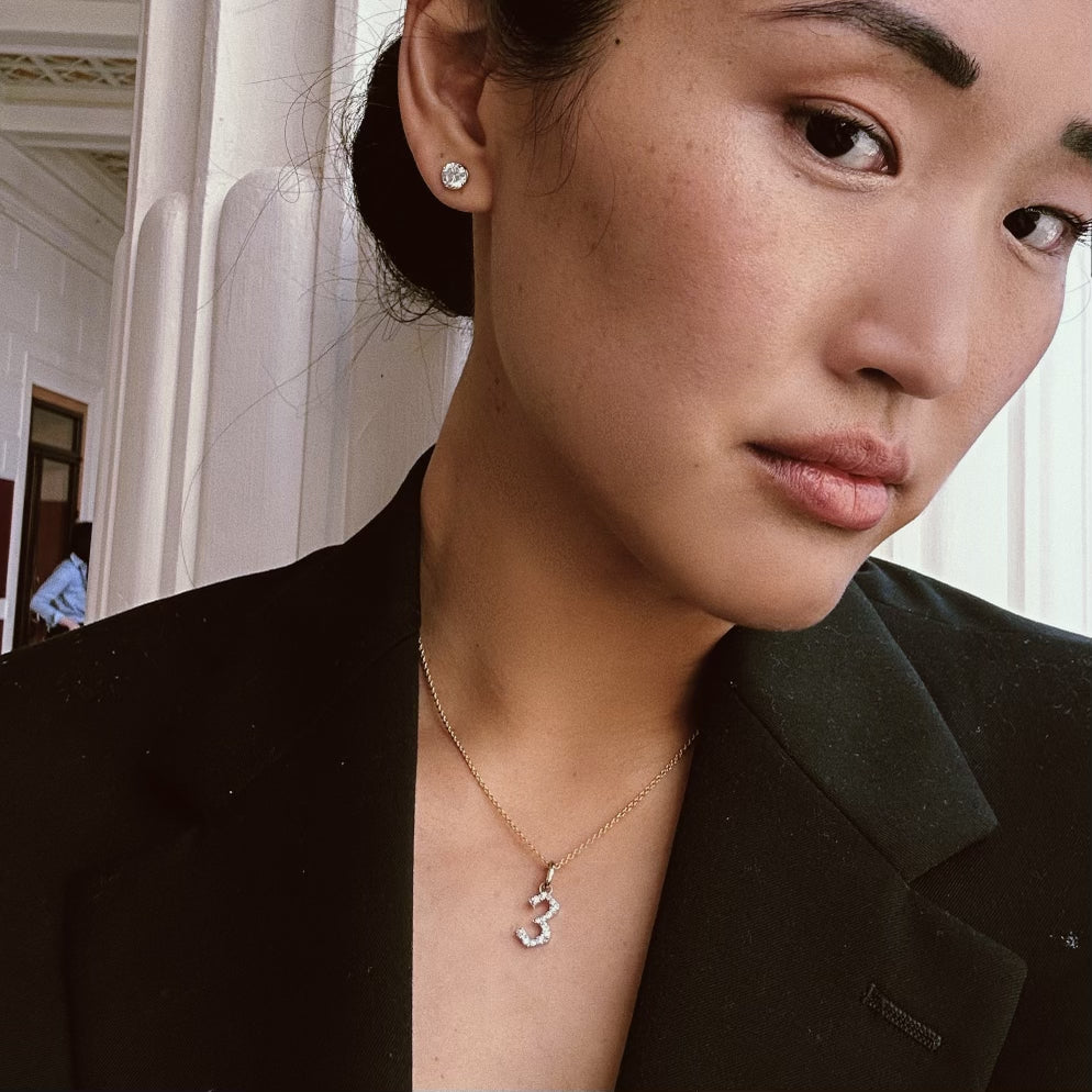 14k Gold Diamond Numerology Charm