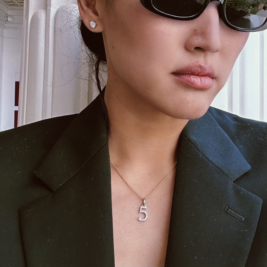 14k Gold Diamond Numerology Charm