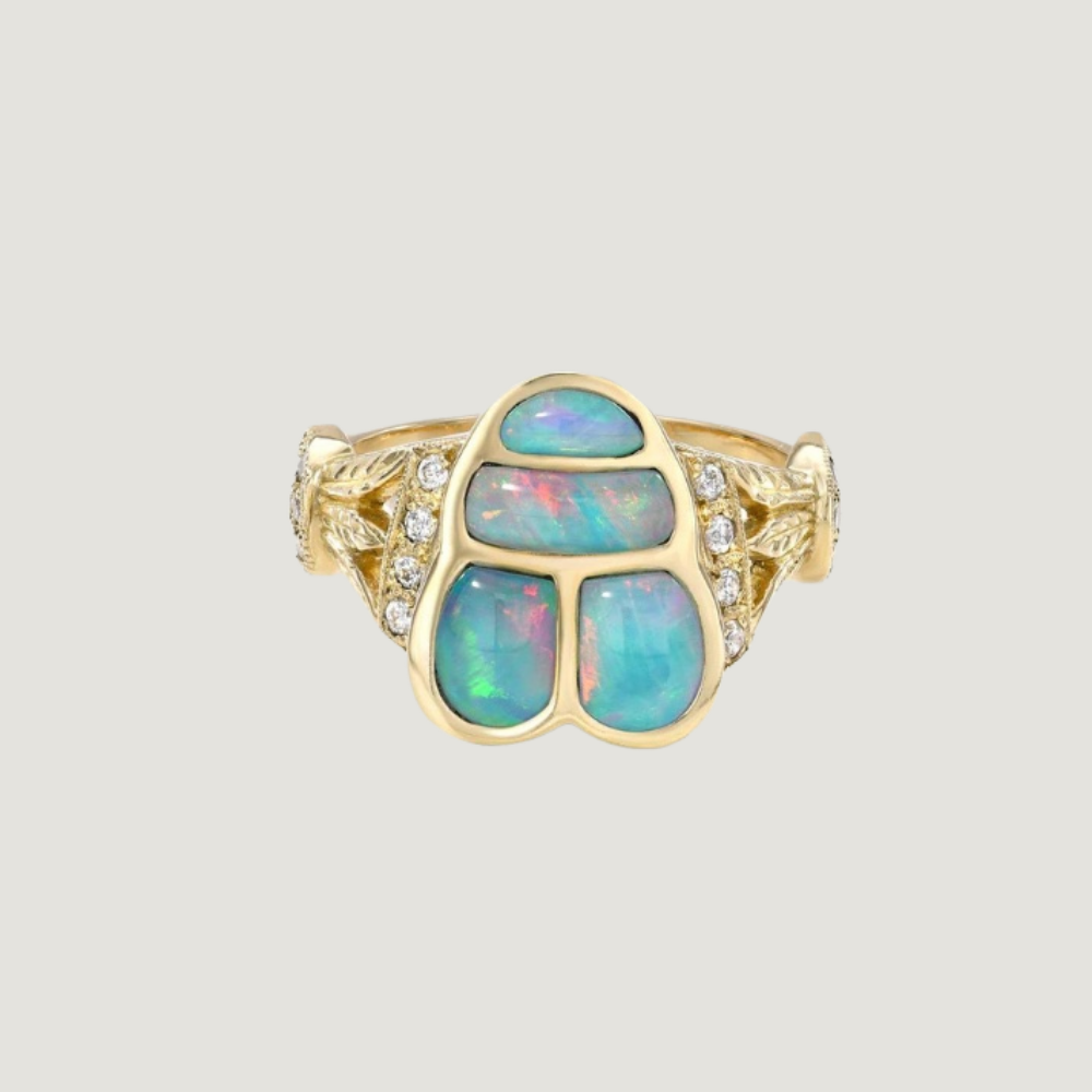 14k Opal Scarab Ring