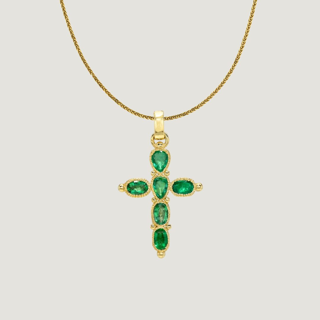 "The Living Heart", Gold and Emerald Cross