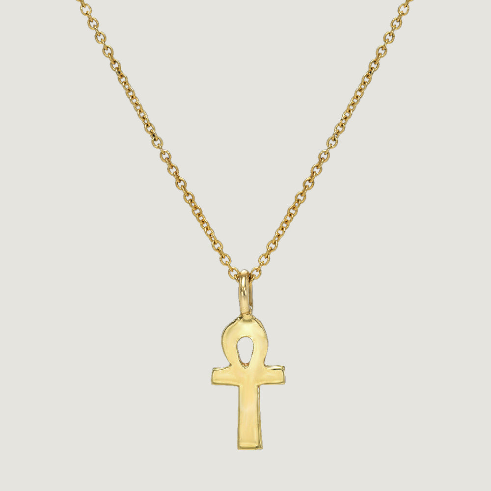 14k Mini Ankh Charm Necklace