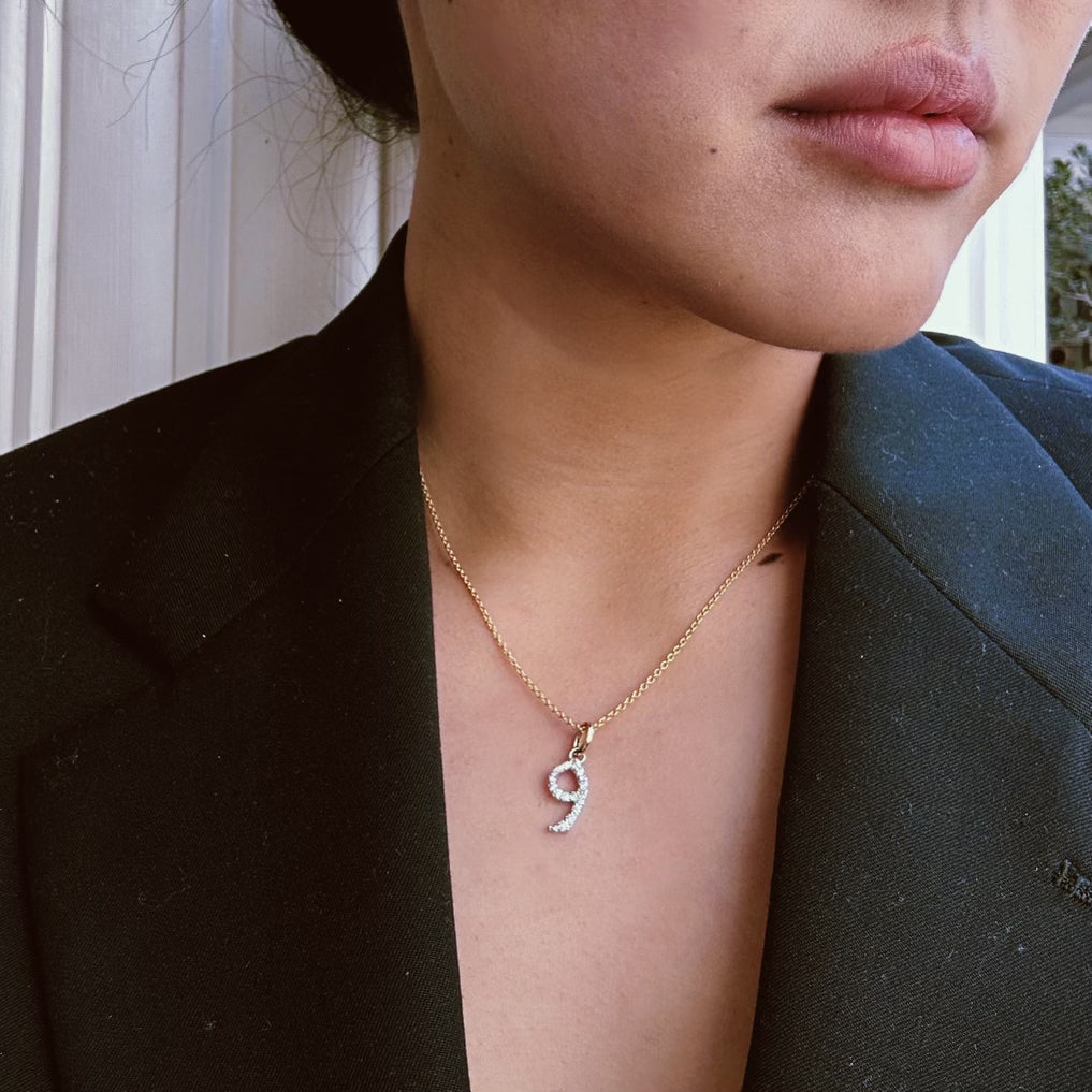 14k Gold Diamond Numerology Charm