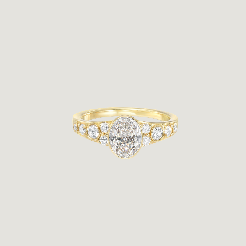1.5ct Oval Bezeled Tapered Ring
