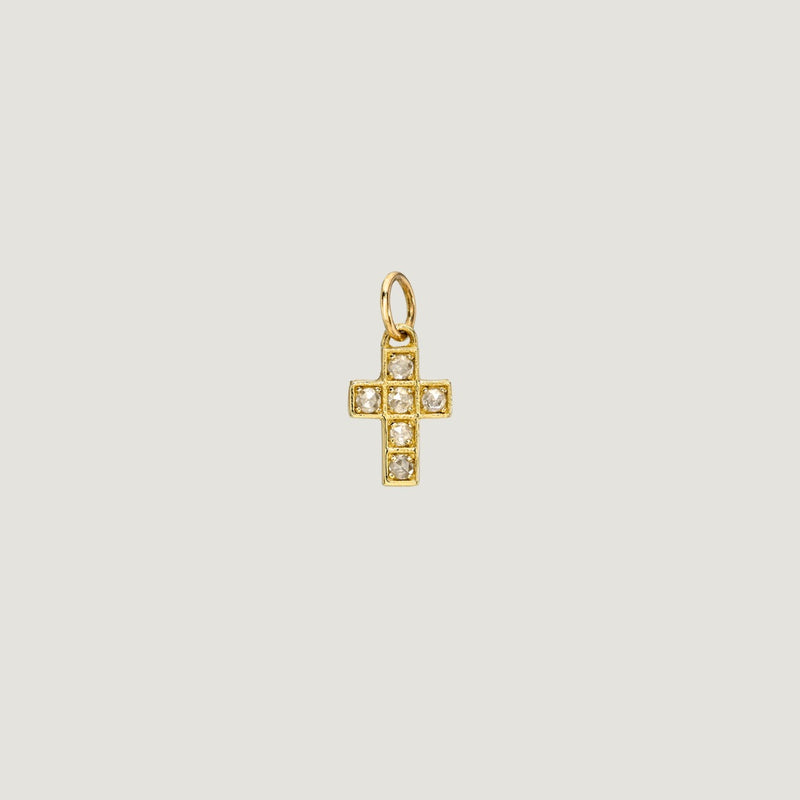 "Light of the World", Rose Cut Diamond Cross Necklace