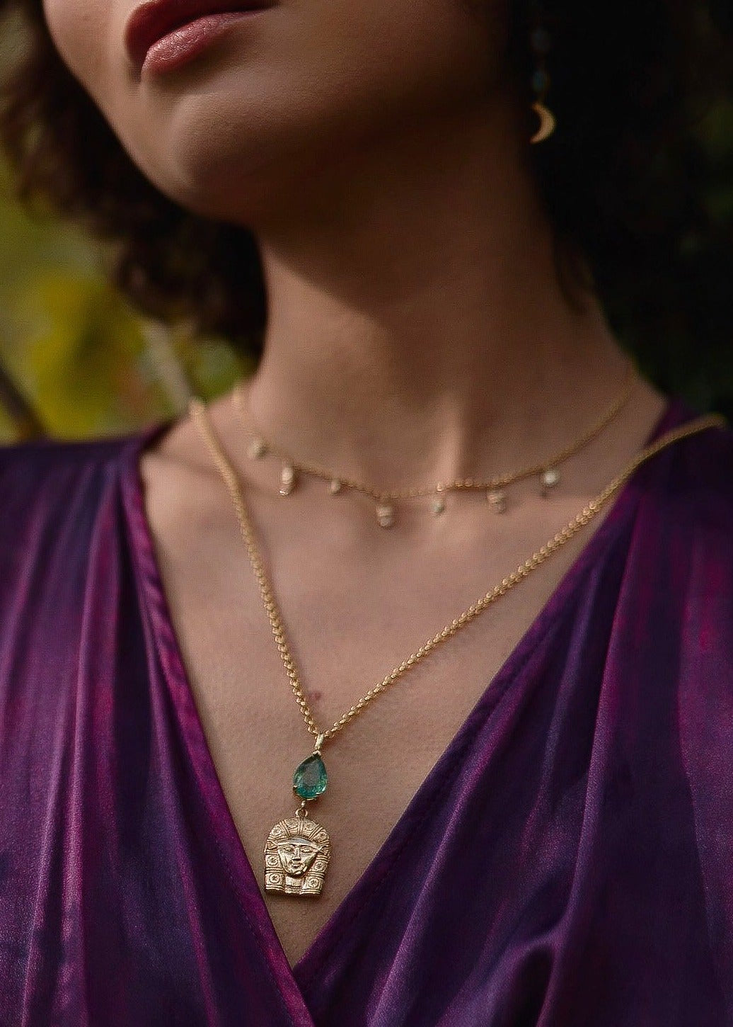 3ct Emerald Goddess Hathor Pendant