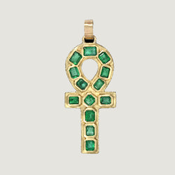 14k Gold Emerald Ankh