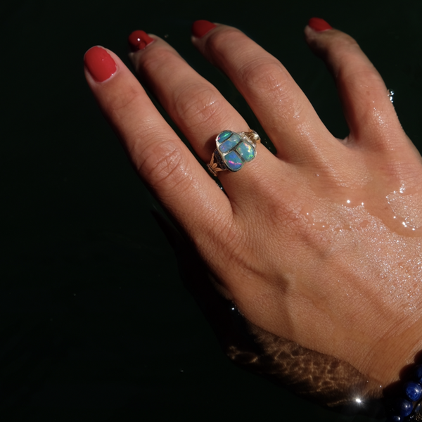 14k Opal Scarab Ring