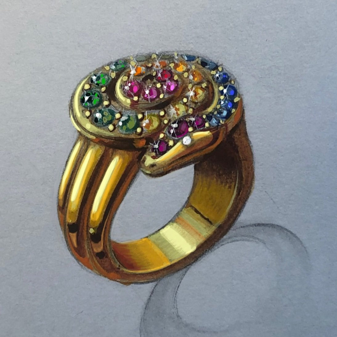 RAINBOW COSMIC SERPENT RING