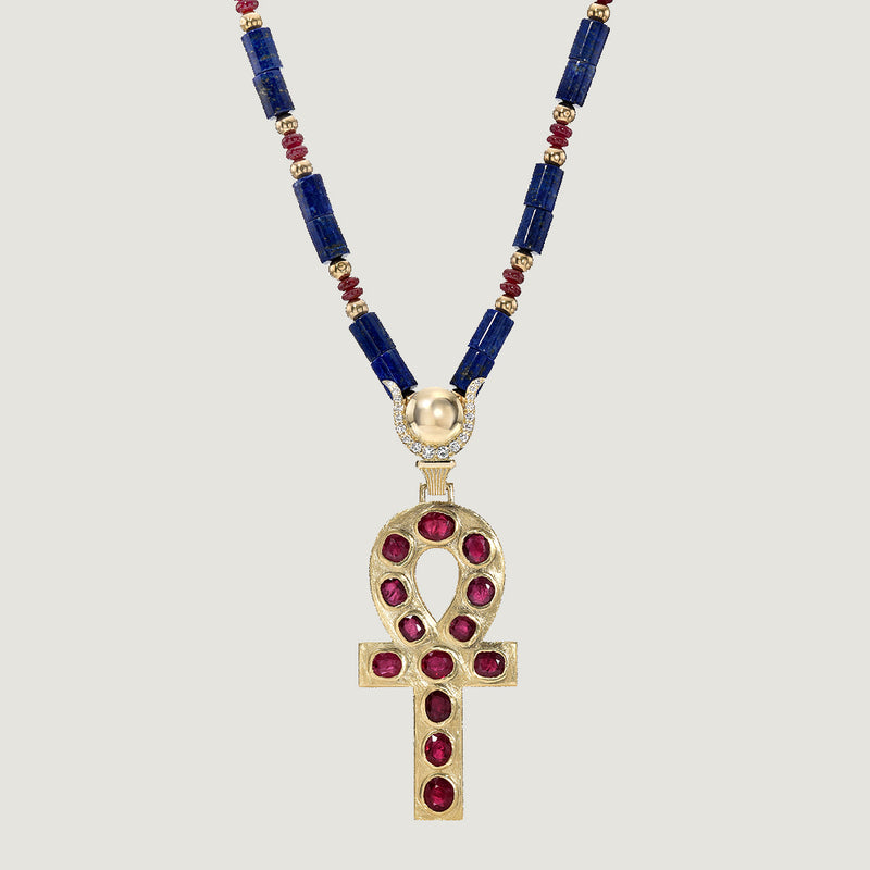 GOLD ANKH WITH RUBIES
